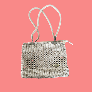 Elegant Woven Shoulder Bag in Cream